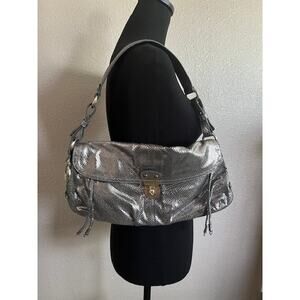 Vintage Hayden Harnett Leather Metallic Silver Handbag Y2K